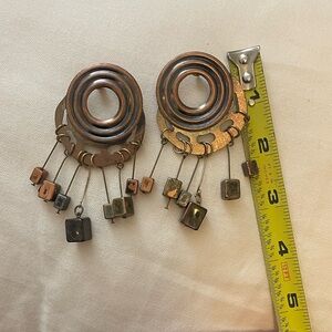 Steampunk dangle earrings boho brutalist statement labyrinth fantasy pierced